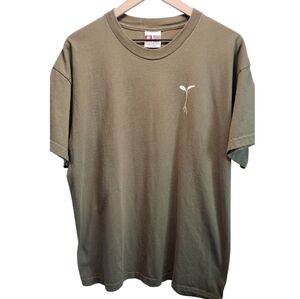 Bayside Men's Khaki and Green Raw Garden T-Shirt